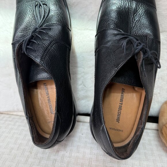 Johnston & Murphy Mens Black Leather Cap Toe Oxfords Size 12M - Picture 7 of 9